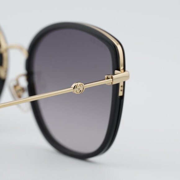Gucci GG0606SK 001 Sunglasses Black/Gold Square Frame, Grey Lenses main image 10